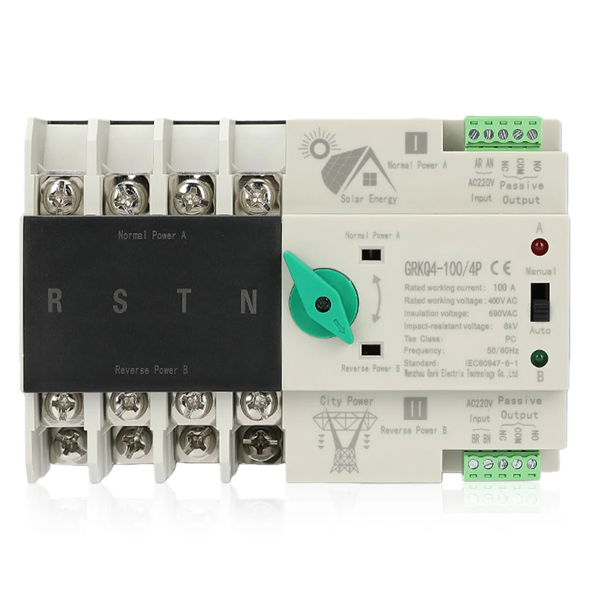 Interruttore di trasferimento automatico Dual Power, corrente di emergenza, interruttore continuo, AC 400 V, 4P 100 A, ATS, PC