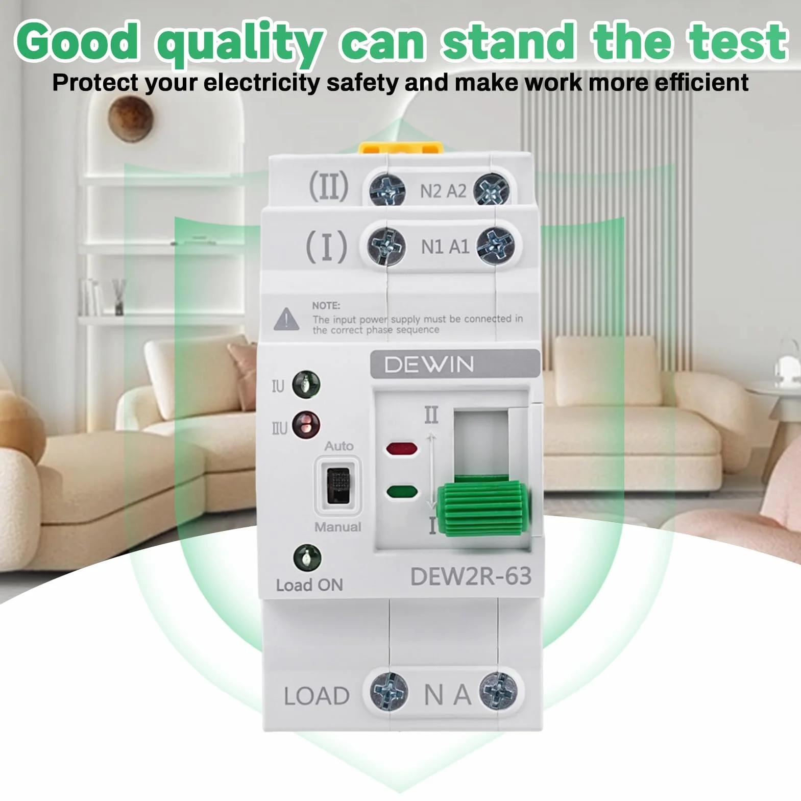 Interruttore di Trasferimento Automatico 63A 2P 220V, ATS Commutatore Elettronico Interruttore di Trasferimento Automatico a doppia alimentazione per guida DIN Selettori elettrici (2P-63A, AC220V)