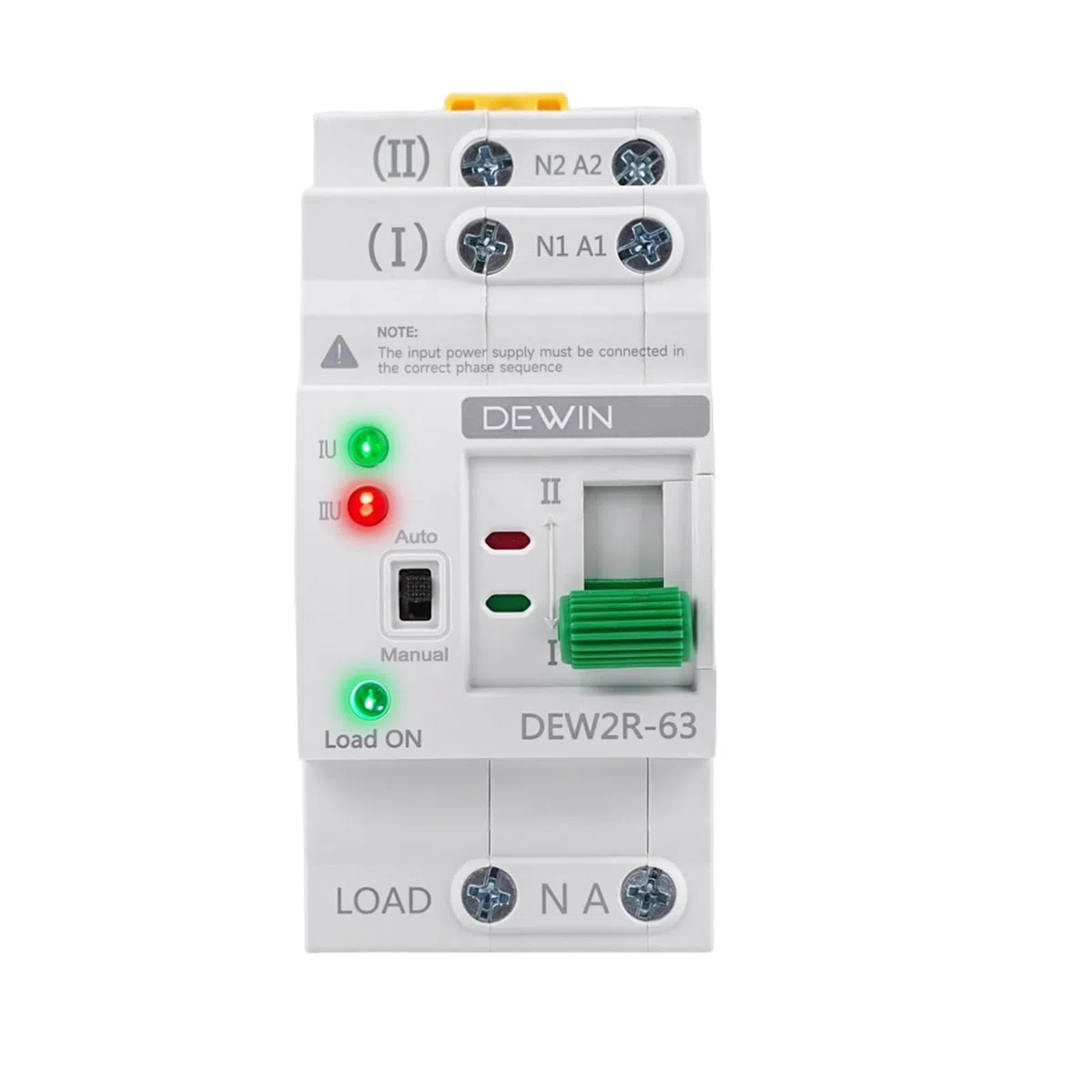 DEWIN Interruttore di Trasferimento Automatico,2P 63A 220V ATS Commutatore G2R Interruttore di Trasferimento Automatico a Doppia Alimentazione (Con Manuale in Italiano)