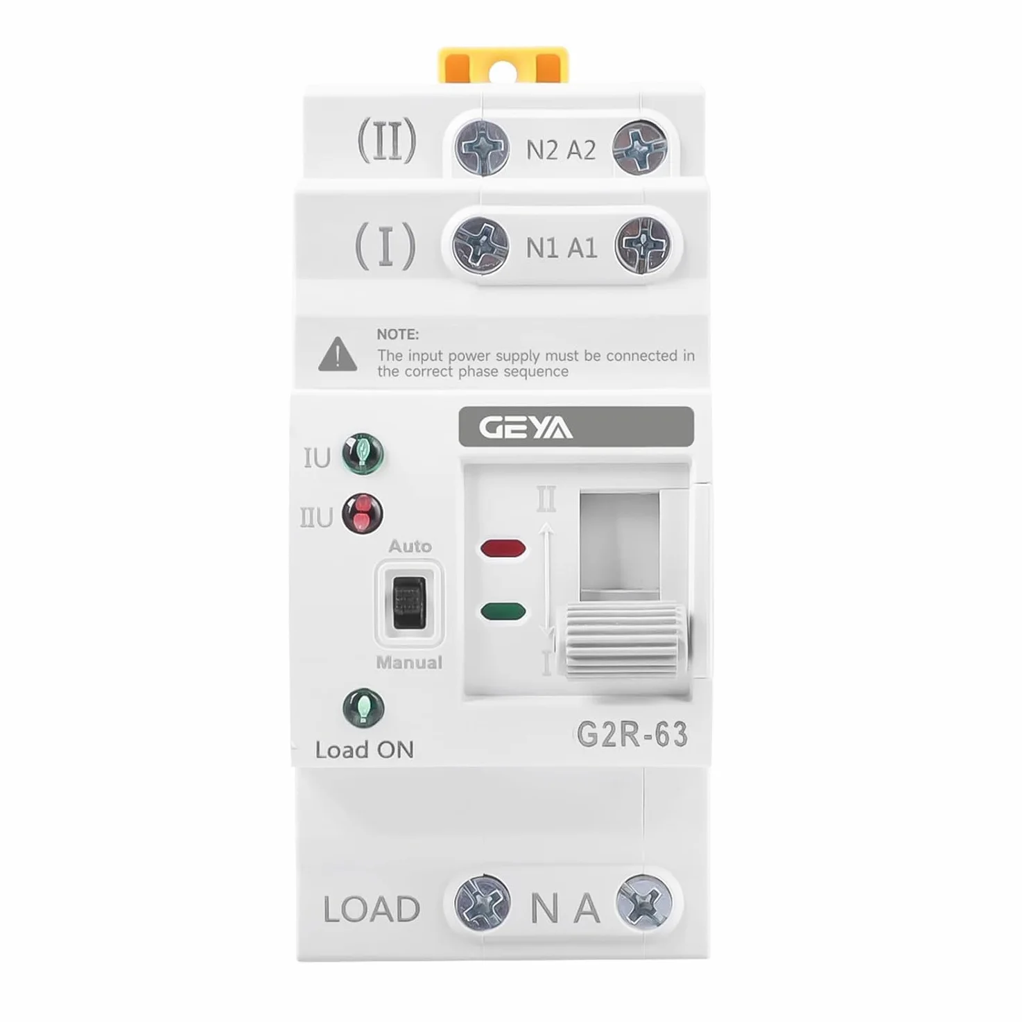 GEYA Mini ATS Interruttore di commutazione doppia alimentazione automatico/manuale,interruttore solare automatico con protezione tensione alimentazione ininterrotta montaggio guida DIN(2P 63A CA220V)