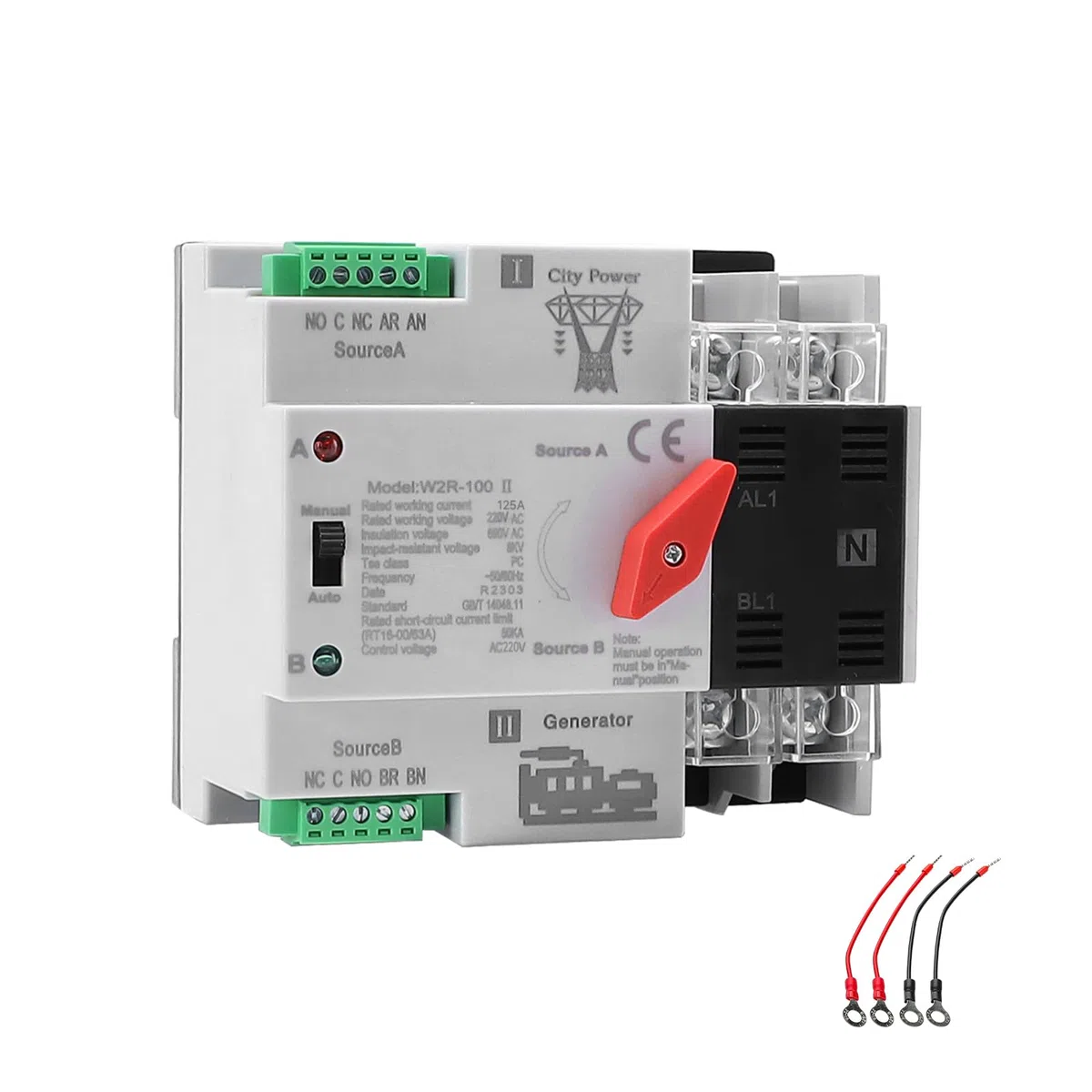 AC16-125A ATS Fotovoltaico Interruttore Switch Solare Automatico Trasferimento W2R 2P 220V Doppia Alimentazione Adatto Per UPS Industriali E Domestici