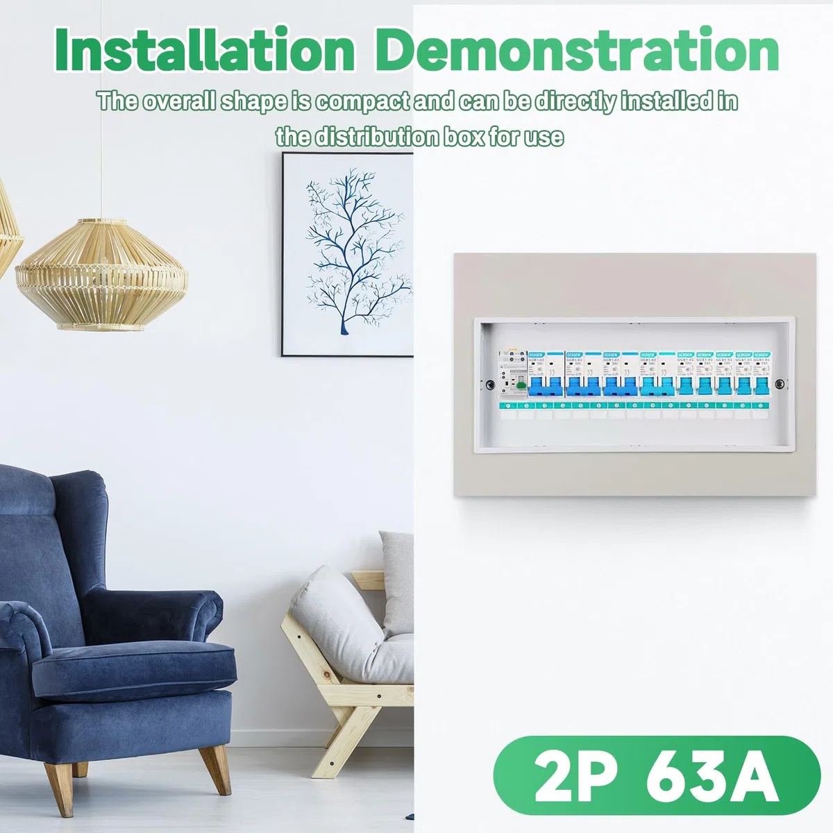 DEWIN Interruttore di Trasferimento Automatico,2P 63A 220V ATS Commutatore G2R Interruttore di Trasferimento Automatico a Doppia Alimentazione (Con Manuale in Italiano)