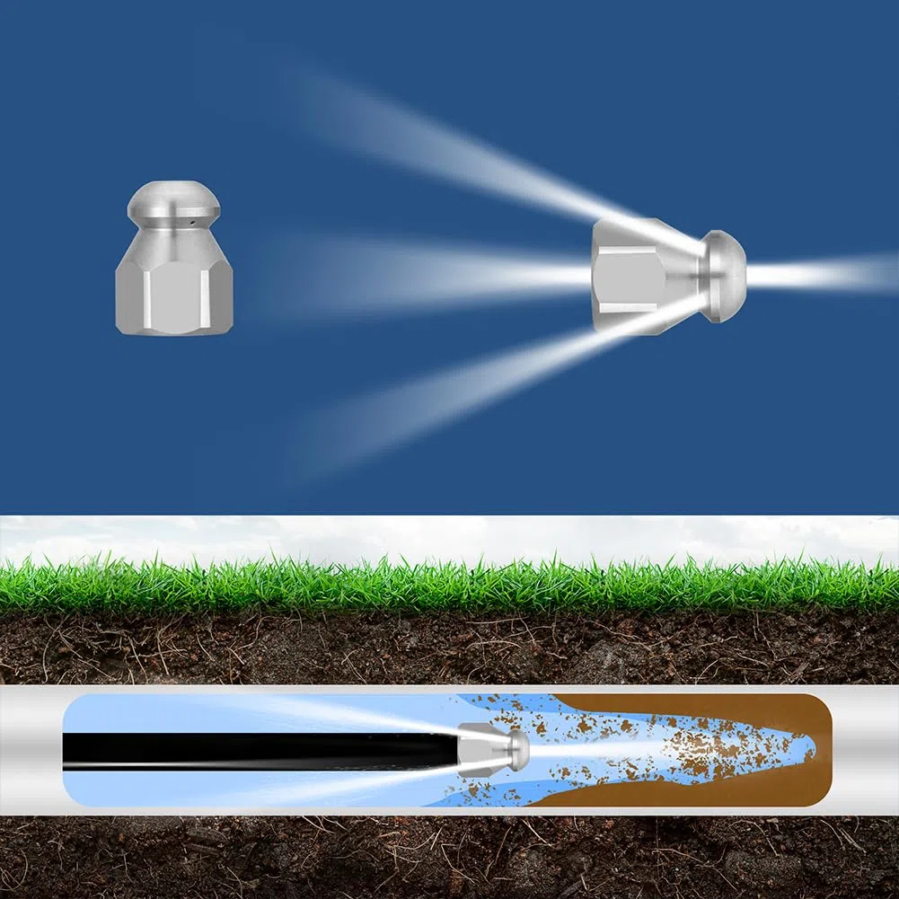 BAKAJI Sonda Sturatubi Spurgatubi Alta Pressione 200 Bar, Sistema Antipiega con Custodia, 3 adattatori, 2 ugelli fissi e rotanti, Compatibile con idropulitrice Kärcher k2-k7 LAVOR (15 Metri con Borsa)