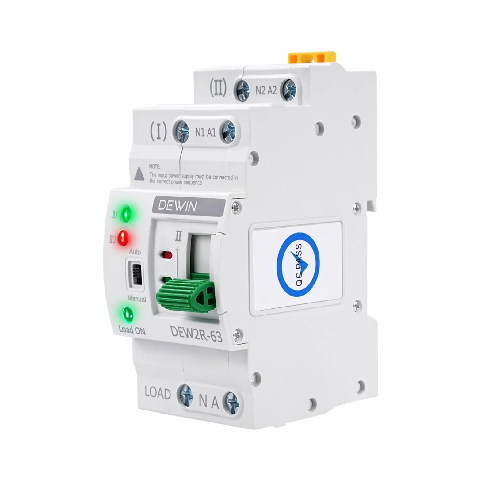 Interruttore di Trasferimento Automatico 63A 2P 220V, ATS Commutatore Elettronico Interruttore di Trasferimento Automatico a doppia alimentazione per guida DIN Selettori elettrici (2P-63A, AC220V)