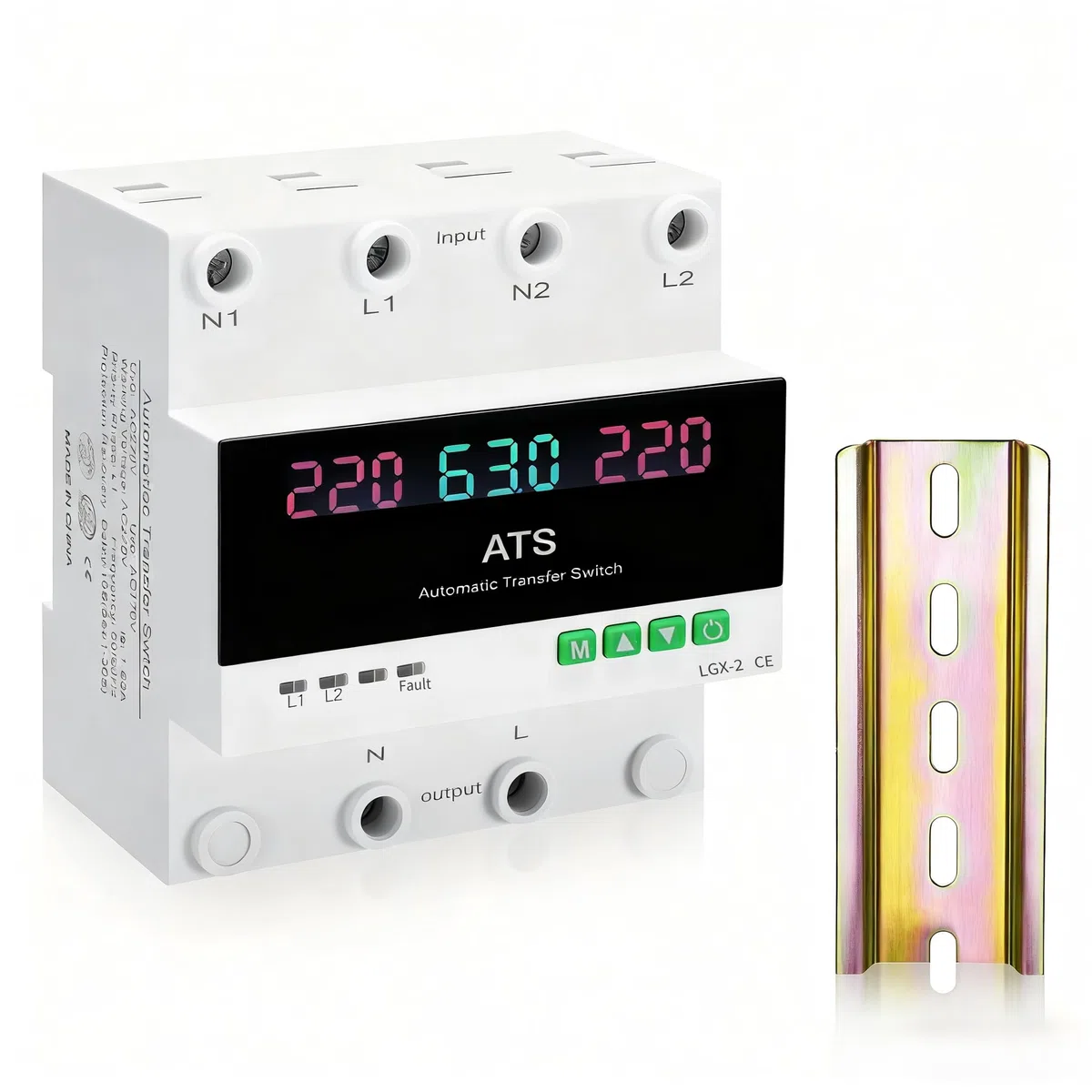 Interruttore di Trasferimento ATS 63A 220V Monofase Automatico, Switch con Protezione Sovratensione Sottotensione Regolabile e Display LED, Commutatore per Gruppo Elettrogeno e Rete Elettrica