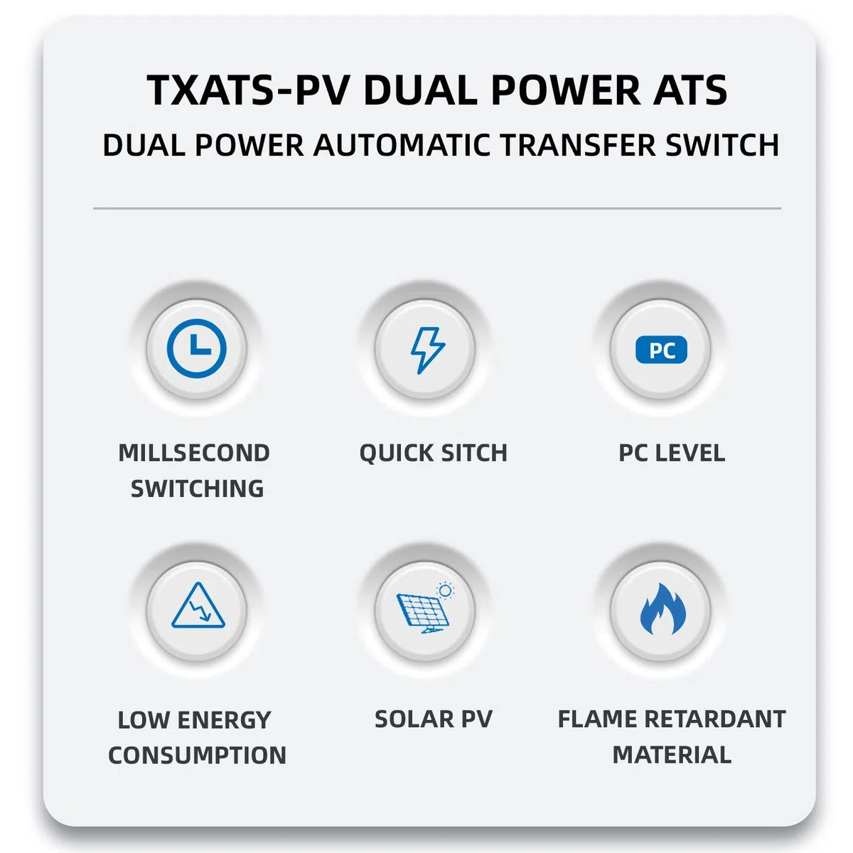 Interruttore di trasferimento automatico a doppia alimentazione Alimentazione ininterrotta 2P 63A 100A 125A Commutatore automatico fotovoltaico Interruttore a levetta ATS PV Solar Inverter UPS (125A)