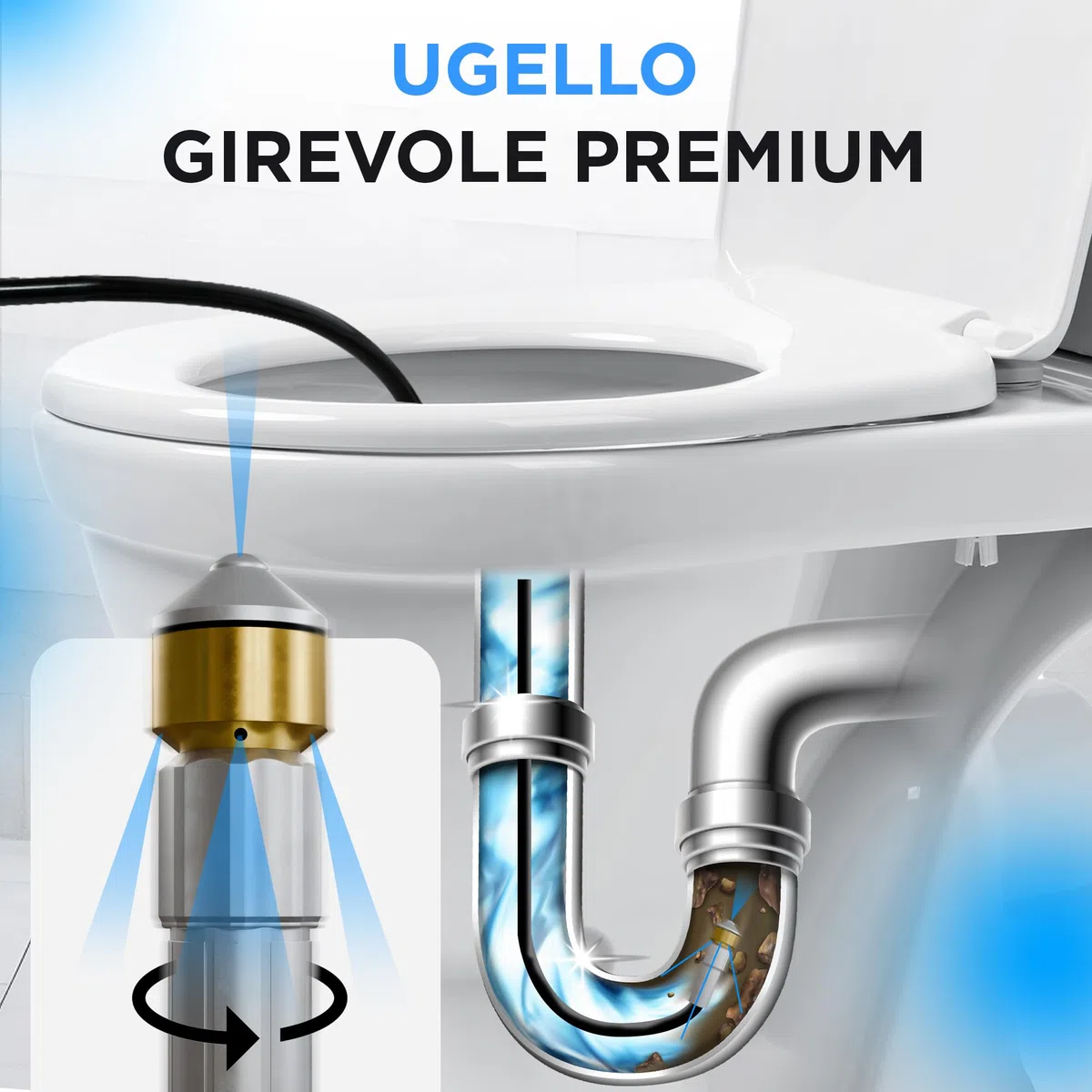 Sonda Sturatubi per Idropulitrice 15 Metri | Compatibile con Karcher K2-K7, Lavor, Bosch, Parkside e Altre Marche | | Include 3 Adattatori, 2 Ugelli, 1 Borsa e 1 Nastro Teflon