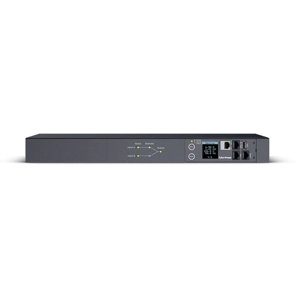 Cyberpower PDU44005 Interruttore di trasferimento automatico commutato a banca singola (ATS) 16A, 8xC13 + 2xC19