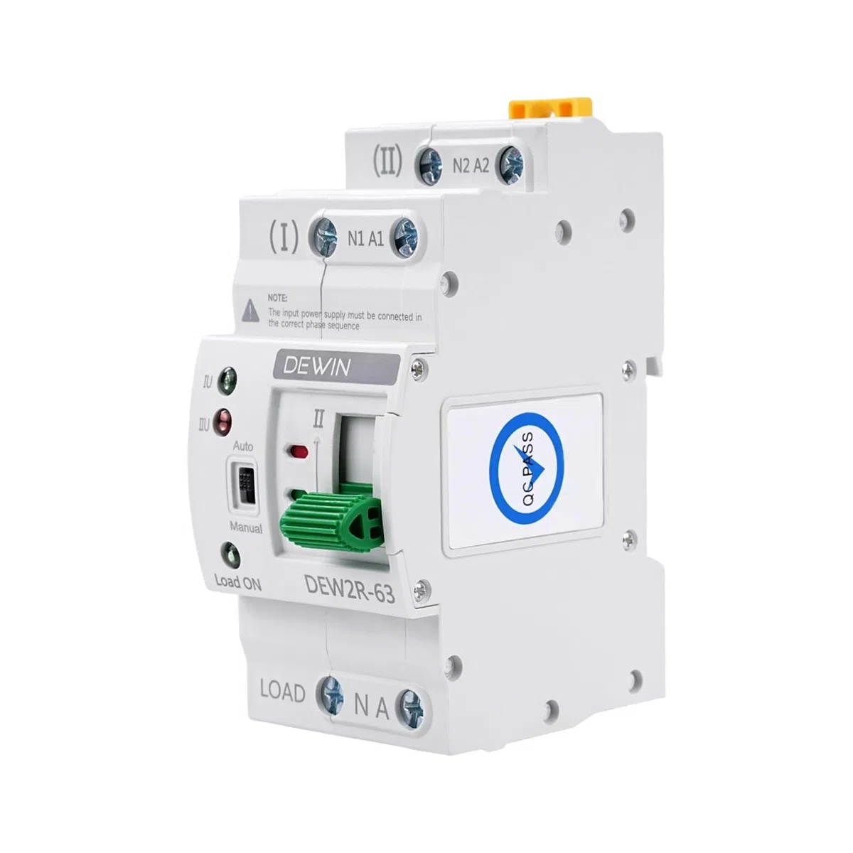 DEWIN Interruttore di Trasferimento Automatico,2P 63A 220V ATS Commutatore G2R Interruttore di Trasferimento Automatico a Doppia Alimentazione (Con Manuale in Italiano)
